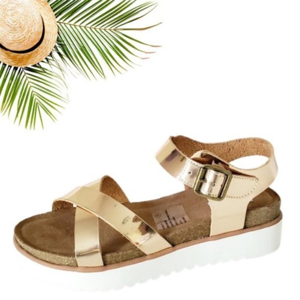Oetter Rose Gold Platform Sandal footbed Size 6